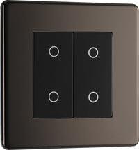 BG FBNTDS2B-K Flatplate Screwless 2-Way Secondary 200W Double Touch Dimmer Switch - Black Nickel (Black)