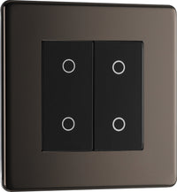 BG FBNTDM2B-K Flatplate Screwless 2-Way Master 200W Double Touch Dimmer Switch - Black Nickel (Black)