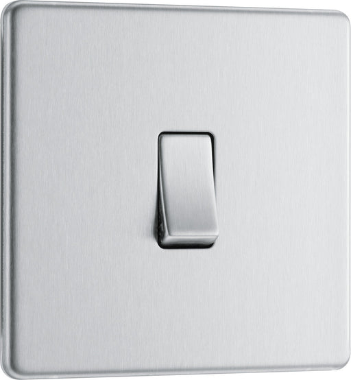 BG FBS12 Flatplate Screwless Single Light Switch 10A - Brushed Steel - westbasedirect.com