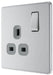 BG FBS21G Flatplate Screwless Single Socket 13A - Grey Insert - Brushed Steel (5 Pack) - westbasedirect.com