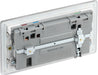 BG FBS22UAC22W Flatplate Screwless 13A Double Switched Power Socket + USB A+C (22W) - Brushed Steel + White Insert - westbasedirect.com