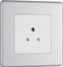 BG FBS28W Flatplate Screwless Unswitched Round Pin Socket 2A - White Insert - Brushed Steel - westbasedirect.com