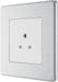 BG FBS28W Flatplate Screwless Unswitched Round Pin Socket 2A - White Insert - Brushed Steel - westbasedirect.com