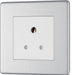 BG FBS29W Flatplate Screwless Unswitched Round Pin Socket 5A - White Insert - Brushed Steel - westbasedirect.com