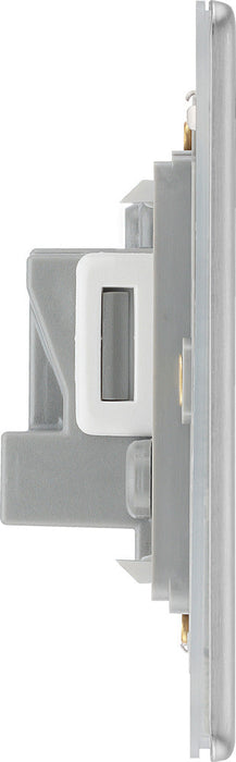 BG FBS29W Flatplate Screwless Unswitched Round Pin Socket 5A - White Insert - Brushed Steel - westbasedirect.com