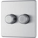 BG FBS82 Flatplate Screwless 2-Way Double Trailing Edge Dimmer Push On/Off - Brushed Steel - westbasedirect.com