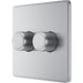 BG FBS82 Flatplate Screwless 2-Way Double Trailing Edge Dimmer Push On/Off - Brushed Steel - westbasedirect.com