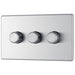 BG FBS83 Flatplate Screwless 2-Way Triple Trailing Edge Dimmer Push On/Off - Brushed Steel - westbasedirect.com