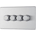 BG FBS84 Flatplate Screwless 2-Way Quad Trailing Edge Dimmer Push On/Off - Brushed Steel - westbasedirect.com