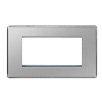 BG FBSEMR4 Flatplate Screwless Quad Euro Module Faceplate - Brushed Steel