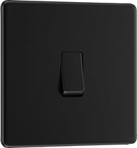 BG FFB12 Flatplate Screwless 20A 16AX 2 Way Single Light Switch - Matt Black