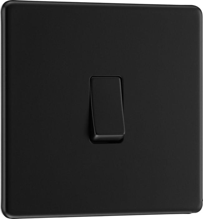 BG FFB12 Flatplate Screwless Single Light Switch 10A - Matt Black - westbasedirect.com