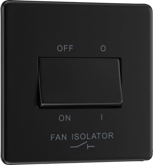 BG FFB15 Flatplate Screwless Fan Isolator Switch TP 10A - Matt Black - westbasedirect.com