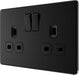 BG FFB22B Flatplate Screwless Double Socket 13A - Black Insert - Matt Black (5 Pack) - westbasedirect.com