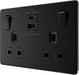 BG FFB22UAC22B Flatplate Screwless 13A Double Switched Power Socket + USB A+C (22W) - Matt Black + Black Insert - westbasedirect.com