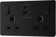 BG FFB22UAC45B Flatplate Screwless Double Socket + 2xUSB A+C(45W) - Black Insert - Matt Black - westbasedirect.com