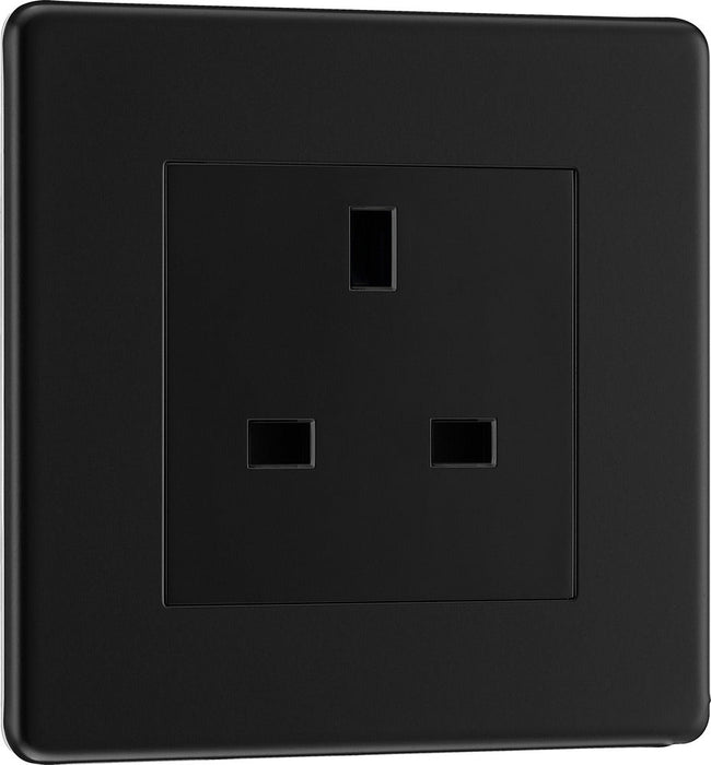 BG FFB23B Flatplate Screwless 1G 13A Unswitched Socket - Black Insert - Matt Black - westbasedirect.com