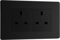 BG FFB24B Flatplate Screwless 2G 13A Unswitched Socket - Black Insert - Matt Black