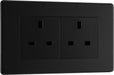 BG FFB24B Flatplate Screwless 2G 13A Unswitched Socket - Black Insert - Matt Black - westbasedirect.com