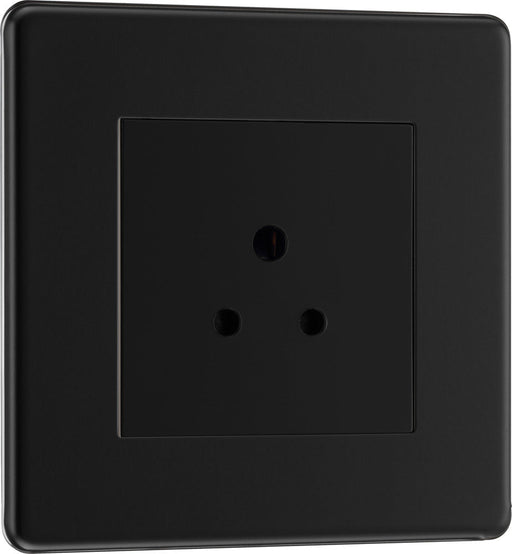 BG FFB28B Flatplate Screwless Unswitched Round Pin Socket 2A - Black Insert - Matt Black - westbasedirect.com