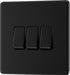 BG FFB43 Flatplate Screwless Triple Light Switch 10A - Matt Black - westbasedirect.com