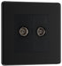 BG FFB61 Flatplate Screwless Double TV Aerial Socket - Black Insert - Matt Black - westbasedirect.com
