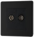 BG FFB61 Flatplate Screwless Double TV Aerial Socket - Black Insert - Matt Black - westbasedirect.com