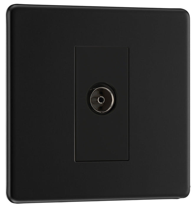 BG FFB62 Flatplate Screwless Isolated TV Aerial Socket - Black Insert - Matt Black - westbasedirect.com