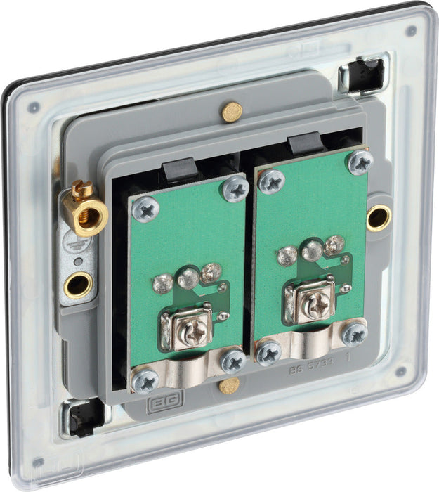 BG FFB63 Flatplate Screwless Isolated Double TV Aerial Socket - Black Insert - Matt Black - westbasedirect.com