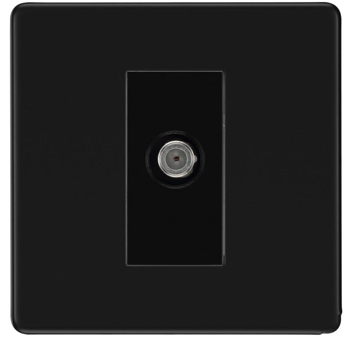 BG FFB64 Flatplate Screwless 1 Gang Satellite Socket - Matt Black - westbasedirect.com