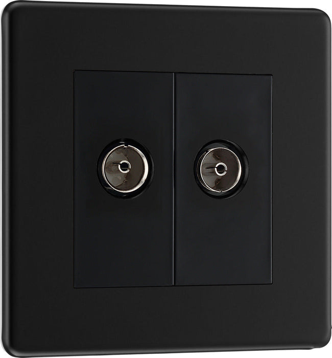 BG FFB66 Flatplate Screwless Diplex TV/FM Socket - Matt Black - westbasedirect.com