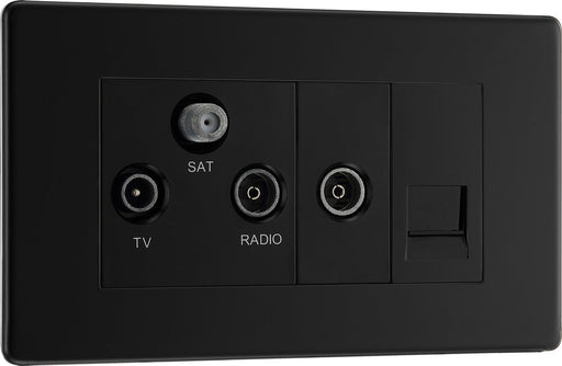 BG FFB68 Flatplate Screwless Triplex TV/FM/Sat Socket + Return & Tel. - Matt Black - westbasedirect.com