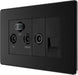 BG FFB68 Flatplate Screwless Triplex TV/FM/Sat Socket + Return & Tel. - Matt Black - westbasedirect.com