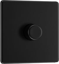 BG FFB81 Flatplate Screwless 2-Way Single Trailing Edge Dimmer Push On/Off - Matt Black