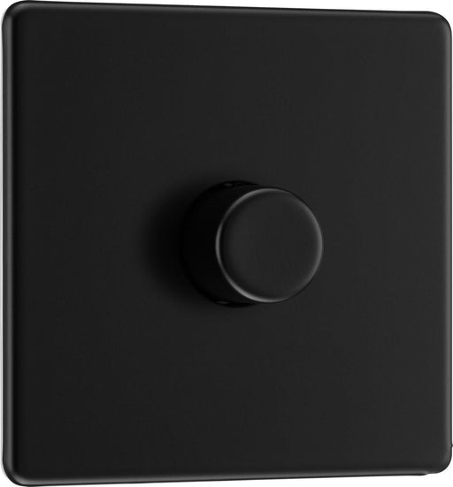 BG FFB81 Flatplate Screwless 2-Way Single Trailing Edge Dimmer Push On/Off - Matt Black - westbasedirect.com