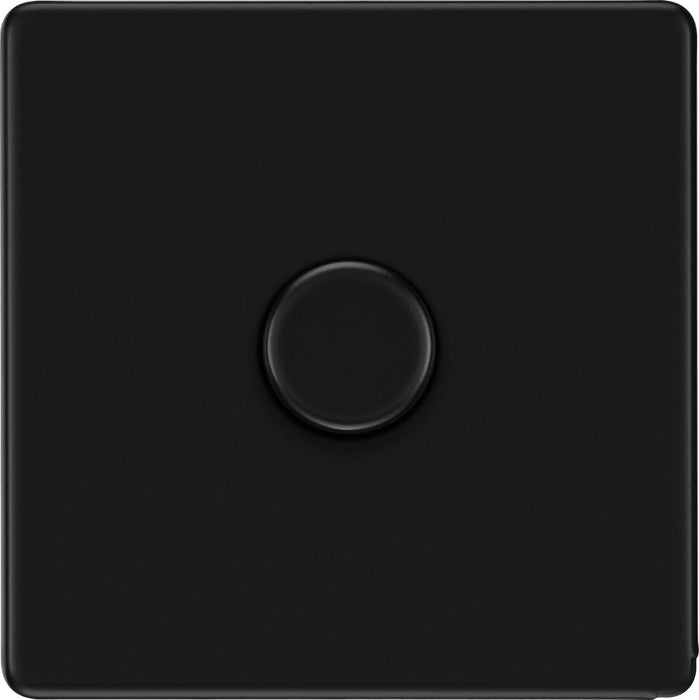 BG FFB81 Flatplate Screwless 2-Way Single Trailing Edge Dimmer Push On/Off - Matt Black - westbasedirect.com