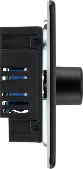 BG FFB81 Flatplate Screwless 2-Way Single Trailing Edge Dimmer Push On/Off - Matt Black - westbasedirect.com