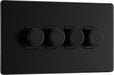 BG FFB84 Flatplate Screwless 2-Way Quad Intelligent Trailing Edge LED Dimmer Push On/Off - Matt Black - westbasedirect.com