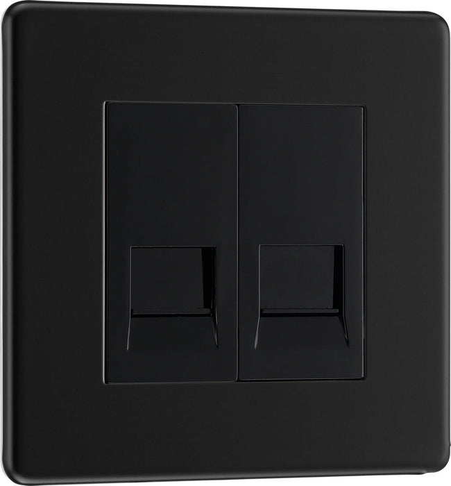 BG FFBBTS2 Flatplate Screwless Double Slave Telephone Socket - Matt Black - westbasedirect.com