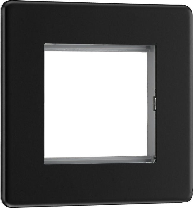 BG FFBEMS2 Flatplate Screwless Twin Euro Module Faceplate - Matt Black - westbasedirect.com