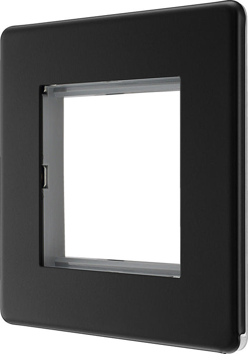 BG FFBEMS2 Flatplate Screwless Twin Euro Module Faceplate - Matt Black - westbasedirect.com