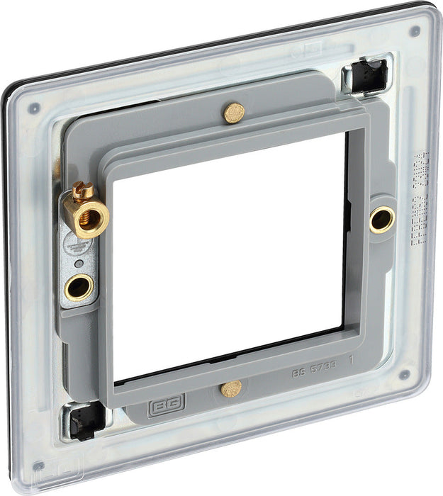 BG FFBEMS2 Flatplate Screwless Twin Euro Module Faceplate - Matt Black - westbasedirect.com