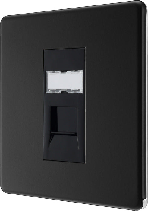 BG FFBRJ451 Flatplate Screwless RJ45 Single Data Outlet Socket - Matt Black - westbasedirect.com