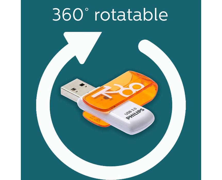 Philips USB 3.0 128GB Vivid Edition Orange - westbasedirect.com