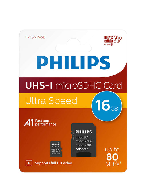 Philips Micro SDHC Card 16GB Class 10 UHS-I U1 incl. Adapter - westbasedirect.com