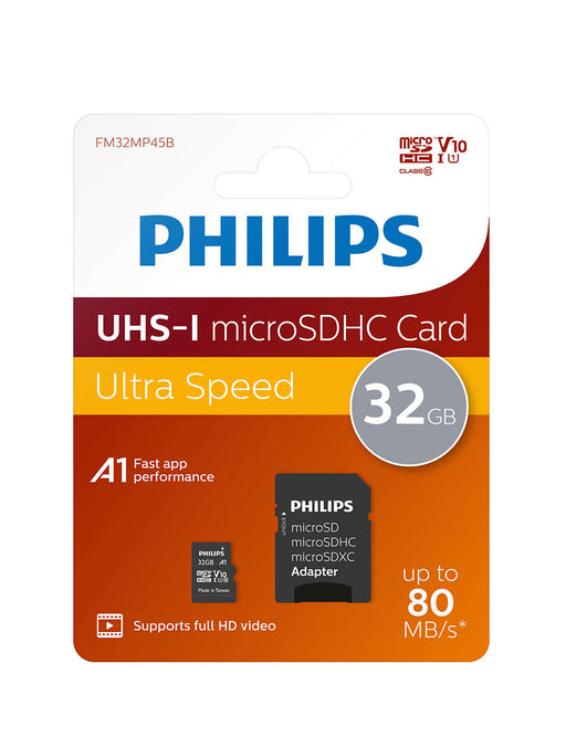 Philips Micro SDHC Card 32GB Class 10 UHS-I U1 incl. Adapter - westbasedirect.com