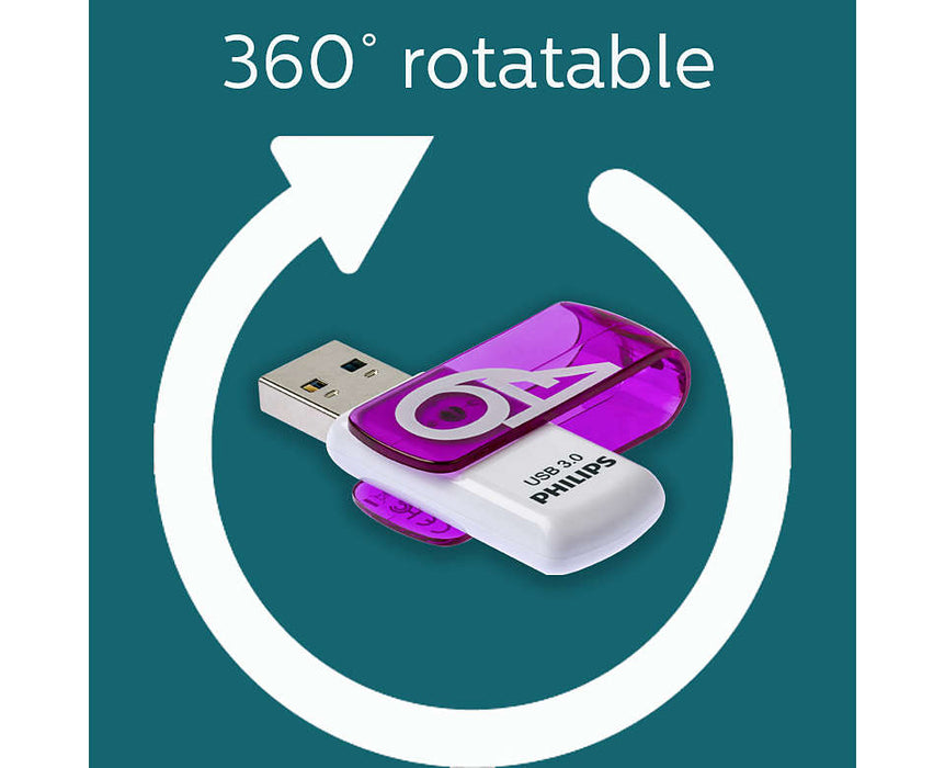 Philips USB 3.0 64GB Vivid Edition Purple - westbasedirect.com