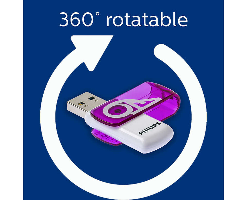 Philips USB 2.0 64GB Vivid Edition Purple - westbasedirect.com