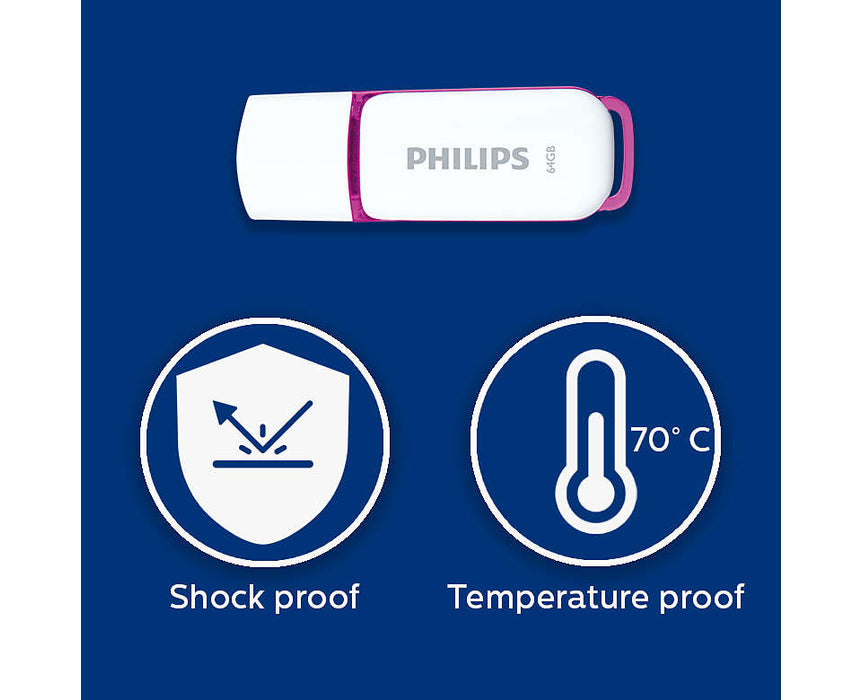 Philips USB 2.0 64GB Snow Edition Purple - westbasedirect.com