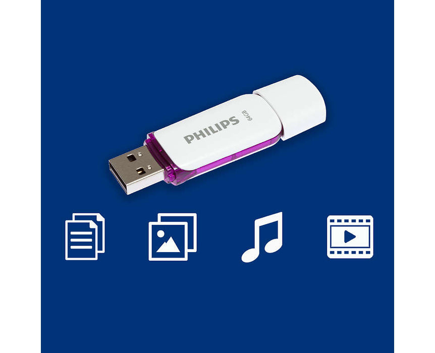 Philips USB 2.0 64GB Snow Edition Purple - westbasedirect.com